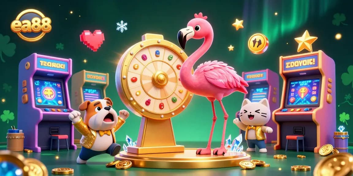 Experience thrilling gameplay at ea88 with vibrant characters in a dynamic casino scene filled with excitement.