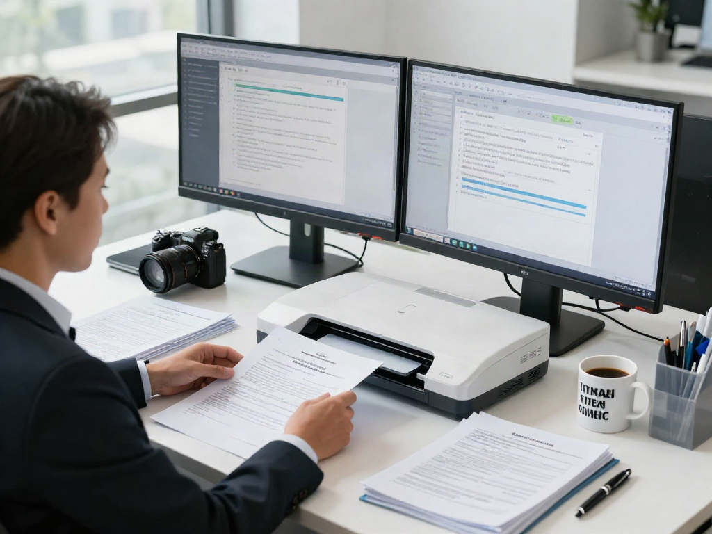 Document fraud detection solution being analyzed in a professional workspace with advanced software.