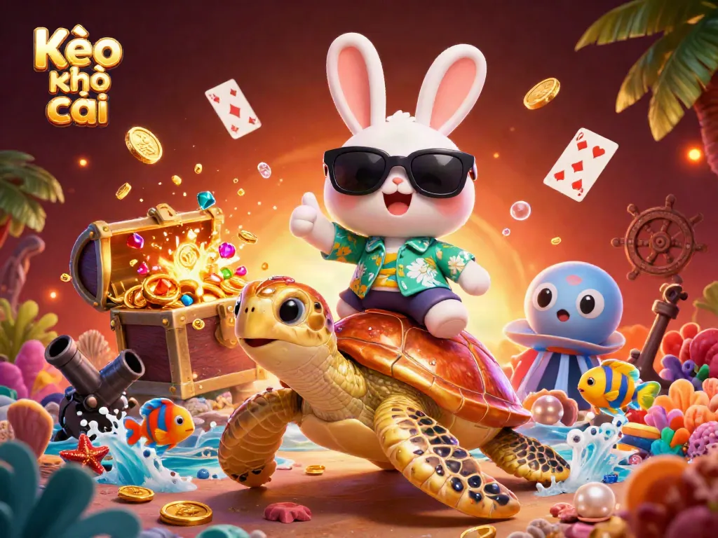 Experience the thrill of Kèo nhà cái as our lucky rabbit and golden sea turtle navigate a vibrant underwater world.