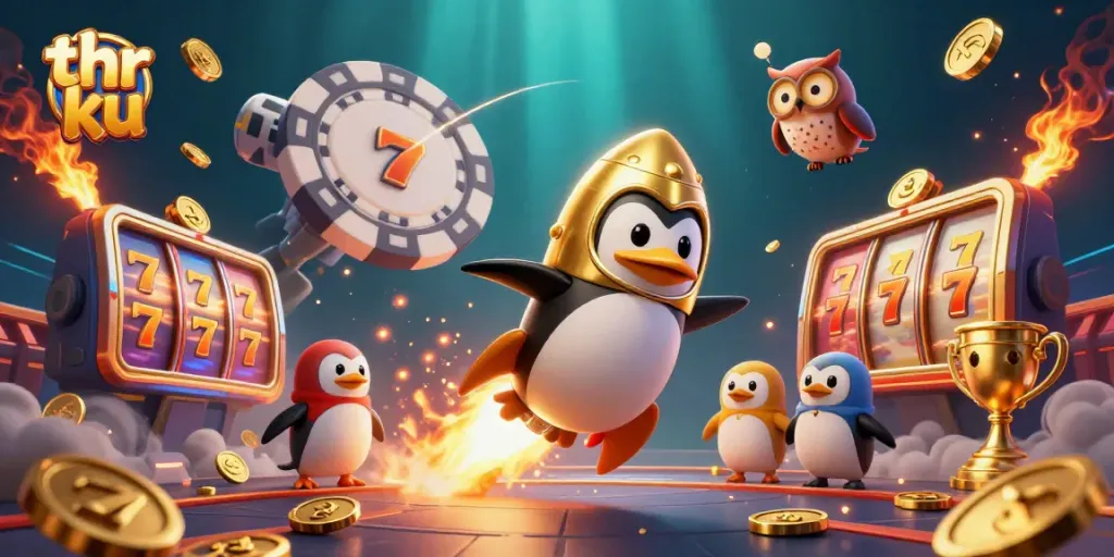 Experience thrill like never before with thr ku as the golden penguin launches towards a jackpot!