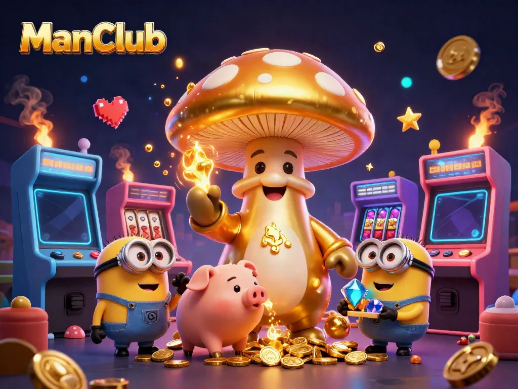 Experience the engaging casino world of ManClub with a magical scene of a golden wizard and treasure-hunting elements