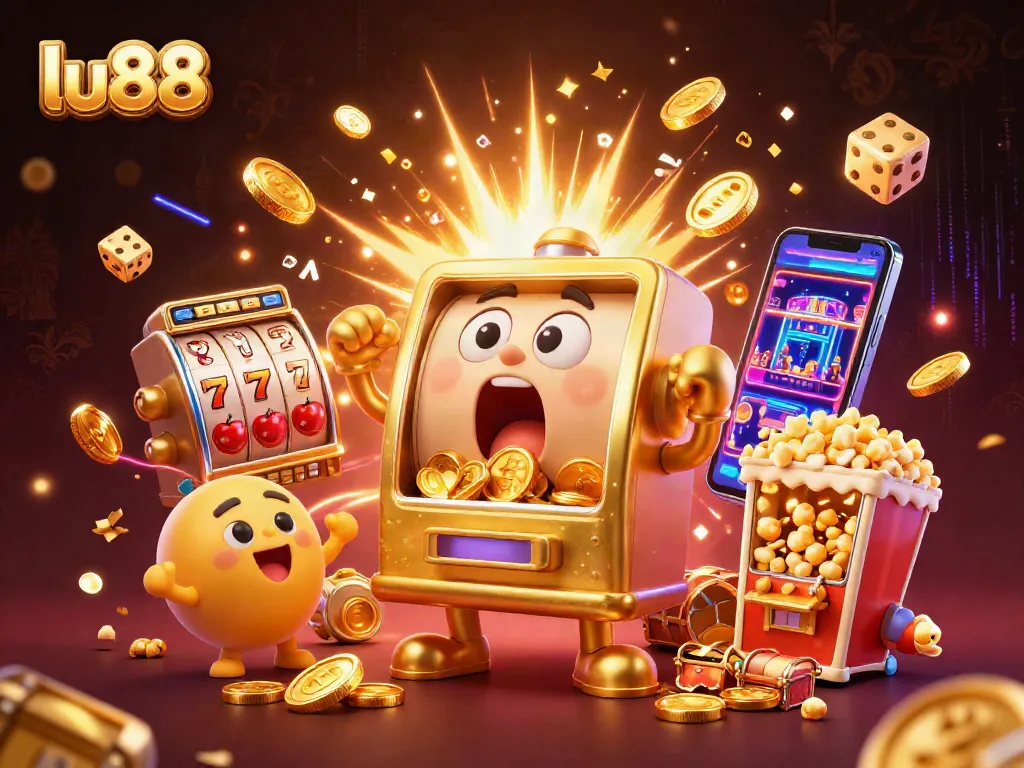 Engage with thrilling lu88 jackpots as golden slot machines celebrate wins amid vibrant casino excitement.