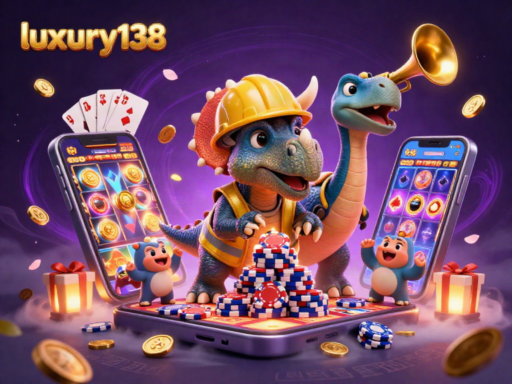 luxury138 merayakan kemenangan dengan chip poker dan permainan slot yang berwarna-warni