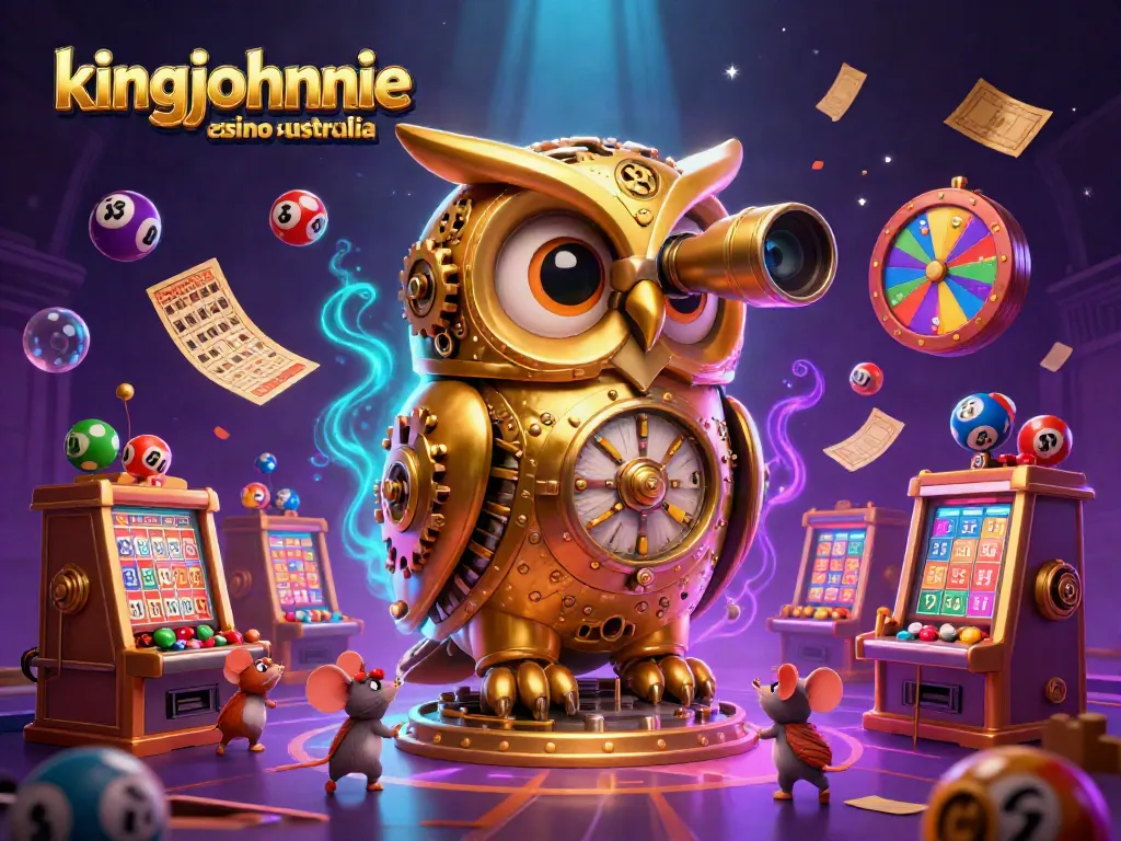 Experience the excitement at kingjohnnie casino australia with a colorful and dynamic 3D illustration of casino games.