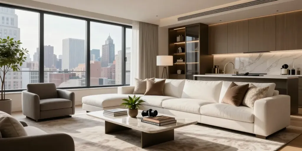 Stylish Brooklyn interior design showcasing luxury and modern elements.
