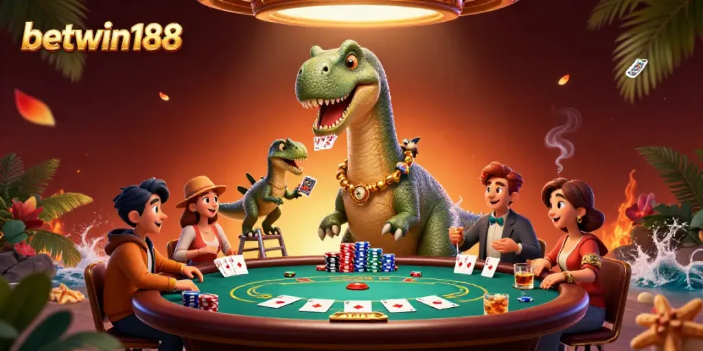 Menangkan permainan poker di betwin188 dengan suasana kasino yang ceria dan penuh warna.