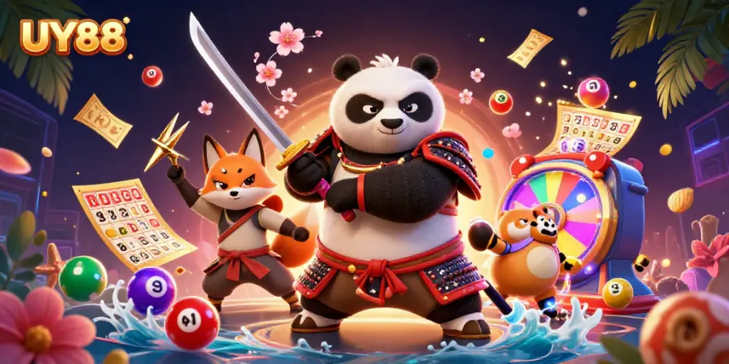 Engage in exciting gameplay at UY88, featuring vibrant characters and dynamic lottery elements.