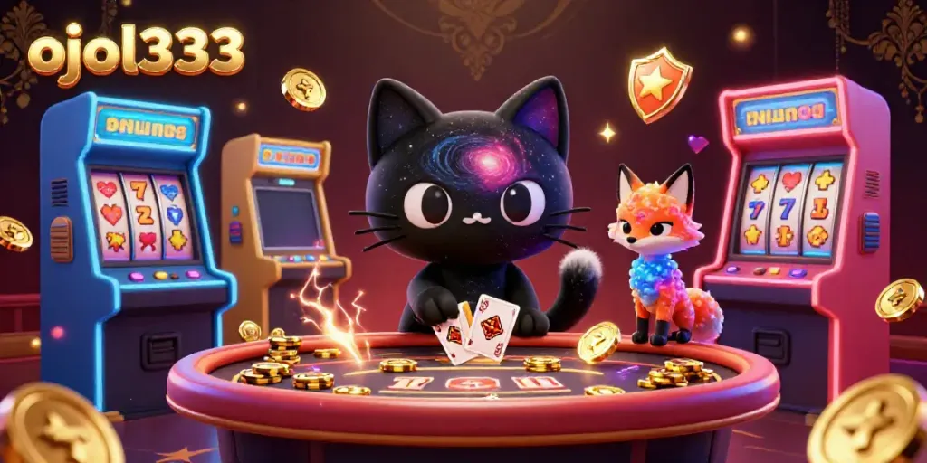 Engage with the vibrant casino experience at ojol333 featuring dynamic gaming elements and colorful characters.
