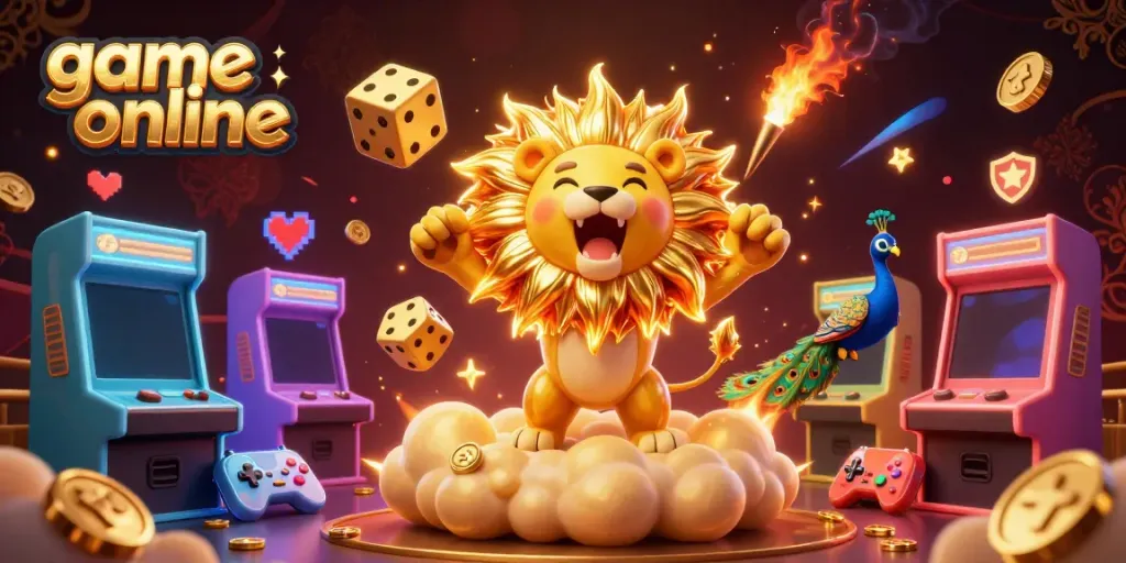 Engage with thrilling game online experiences in a vibrant casino-themed scene full of interactive elements.