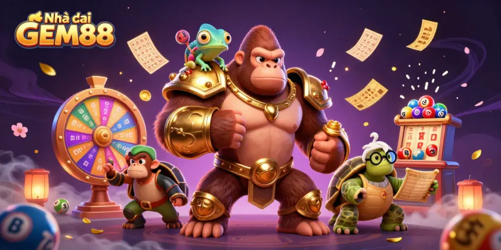 Experience the excitement with Nhà cái GEM88 as the gorilla king leads the gaming adventure!