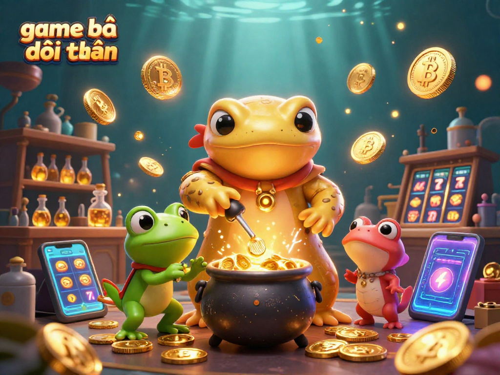 Engage in thrilling game bài đổi thưởng with a golden alchemist crafting riches in a vibrant 3D scene.