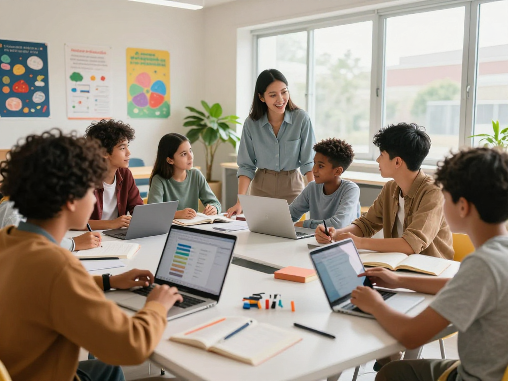 Best tutors guiding diverse students in a collaborative classroom environment.